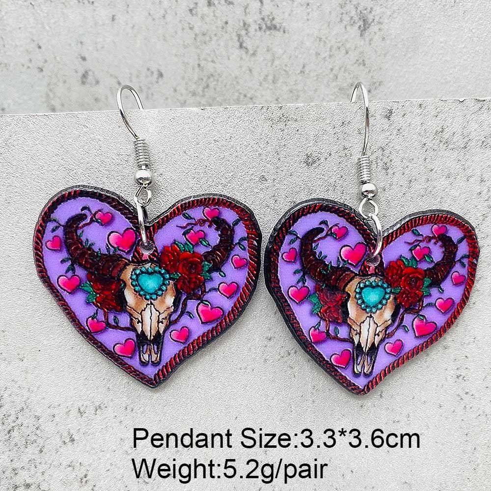 Wholesale Valentine's Day Horror Love Ghost Bull Head Acrylic Earrings