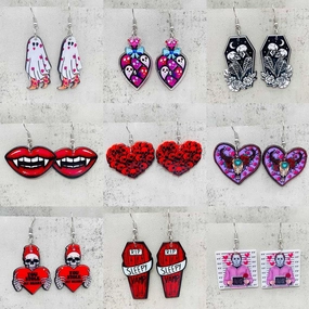 Wholesale Valentine's Day Horror Love Ghost Bull Head Acrylic Earrings