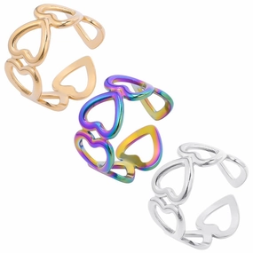 Wholesale Valentine's Day Love Colorful Gold Steel Titanium Opening Adjustable Ring