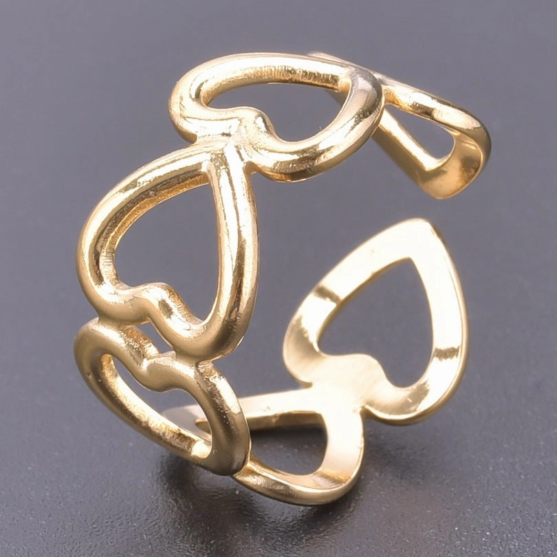Wholesale Valentine's Day Love Colorful Gold Steel Titanium Opening Adjustable Ring