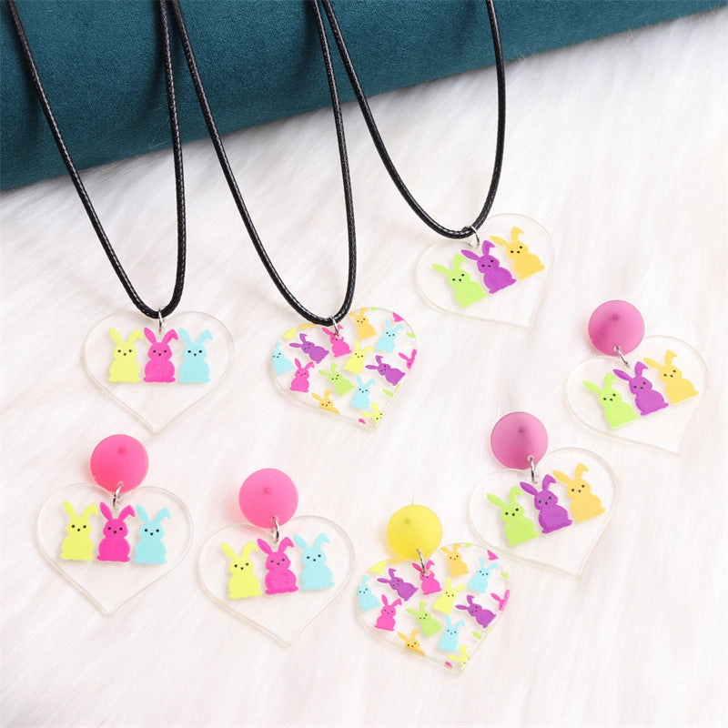 Wholesale Valentine's Day Love Colorful Rabbit Acrylic Earrings