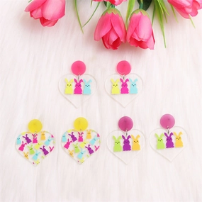 Wholesale Valentine's Day Love Colorful Rabbit Acrylic Earrings