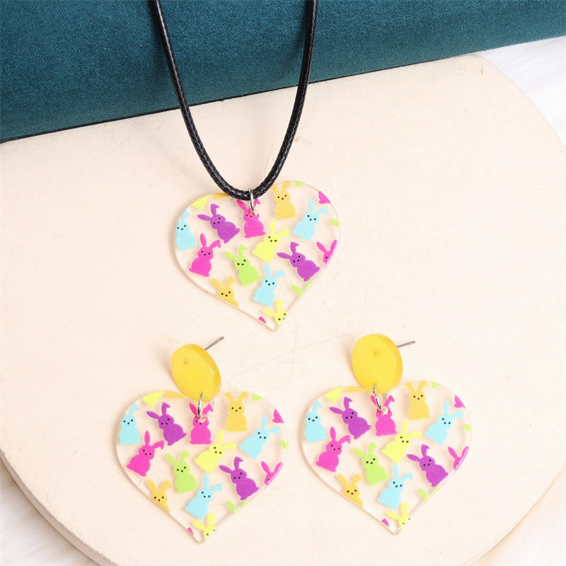 Wholesale Valentine's Day Love Colorful Rabbit Acrylic Earrings