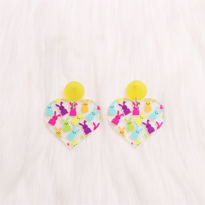 Wholesale Valentine's Day Love Colorful Rabbit Acrylic Earrings