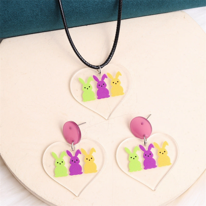 Wholesale Valentine's Day Love Colorful Rabbit Acrylic Earrings