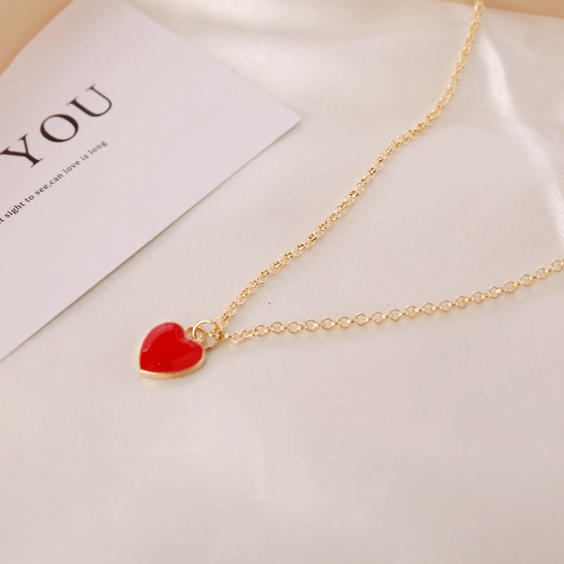 Wholesale Valentine's Day Love Double Sided Oil Drop Necklace