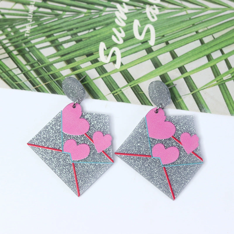 Wholesale Valentine's Day Love Envelope Acrylic Earrings