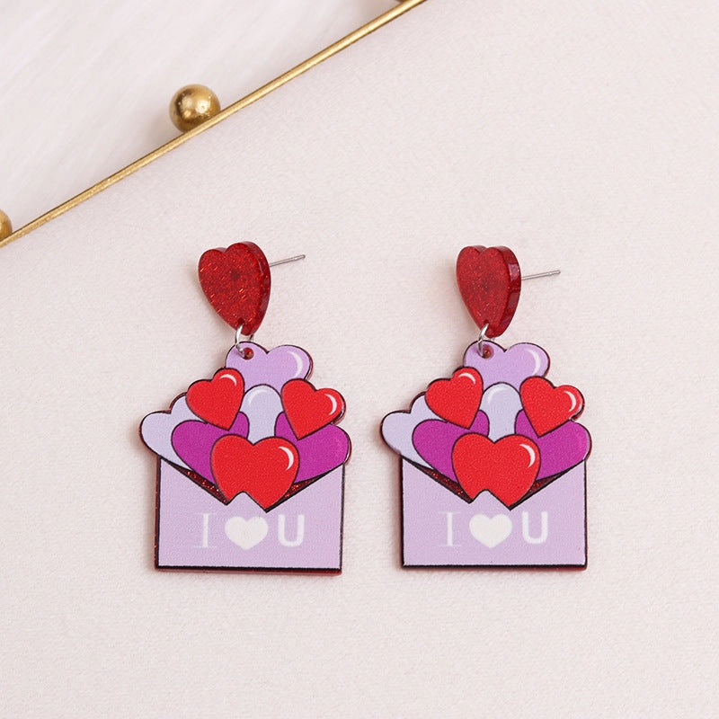 Wholesale Valentine's Day Love Envelope Car Dwarf Acrylic Earrings