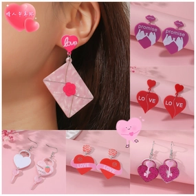 Wholesale Valentine's Day Love Flower Acrylic Earrings