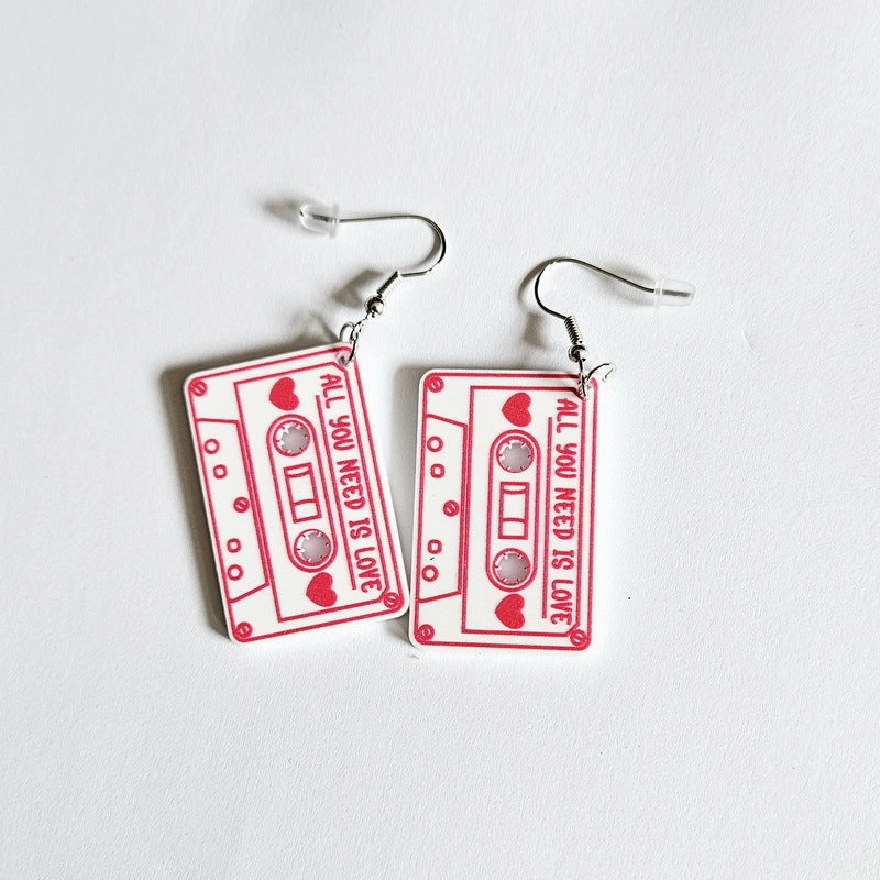 Wholesale Valentine's Day Love Game Console Tape Record Mobile Phone Acrylic Earrings