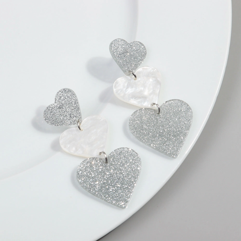 Wholesale Valentine's Day Love Glitter Colored Acrylic Earrings