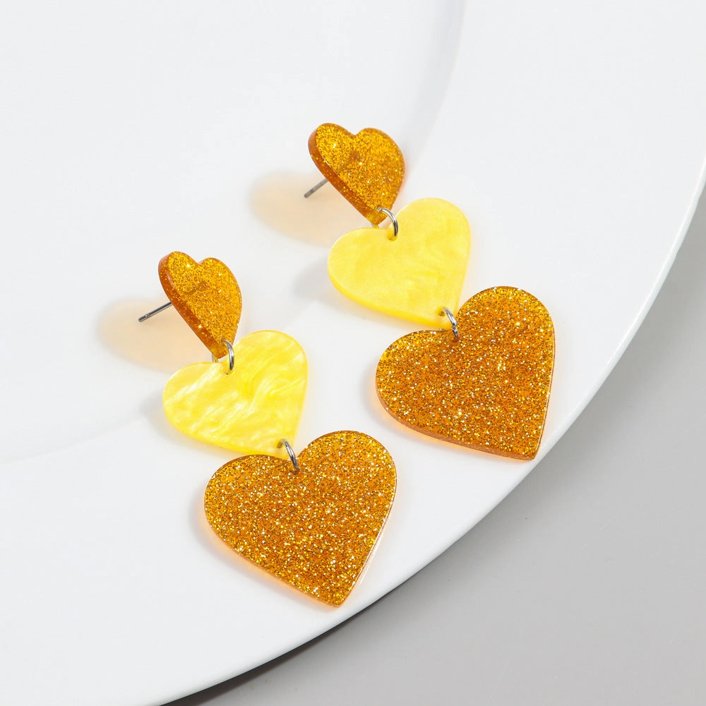 Wholesale Valentine's Day Love Glitter Colored Acrylic Earrings