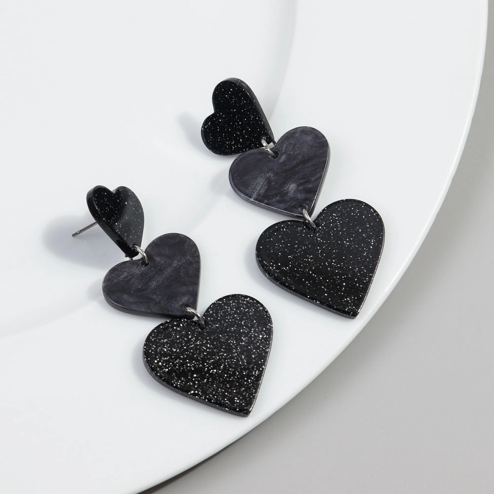 Wholesale Valentine's Day Love Glitter Colored Acrylic Earrings