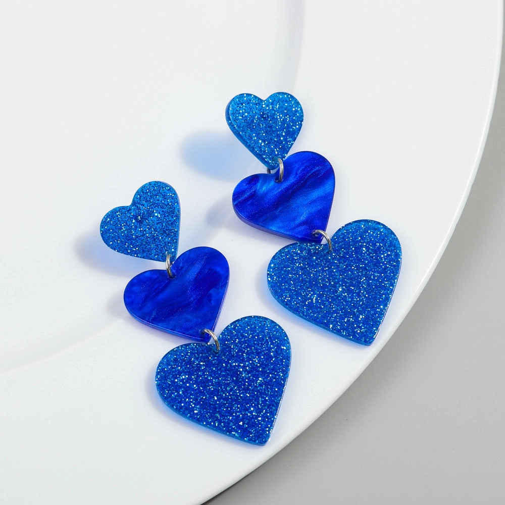 Wholesale Valentine's Day Love Glitter Colored Acrylic Earrings