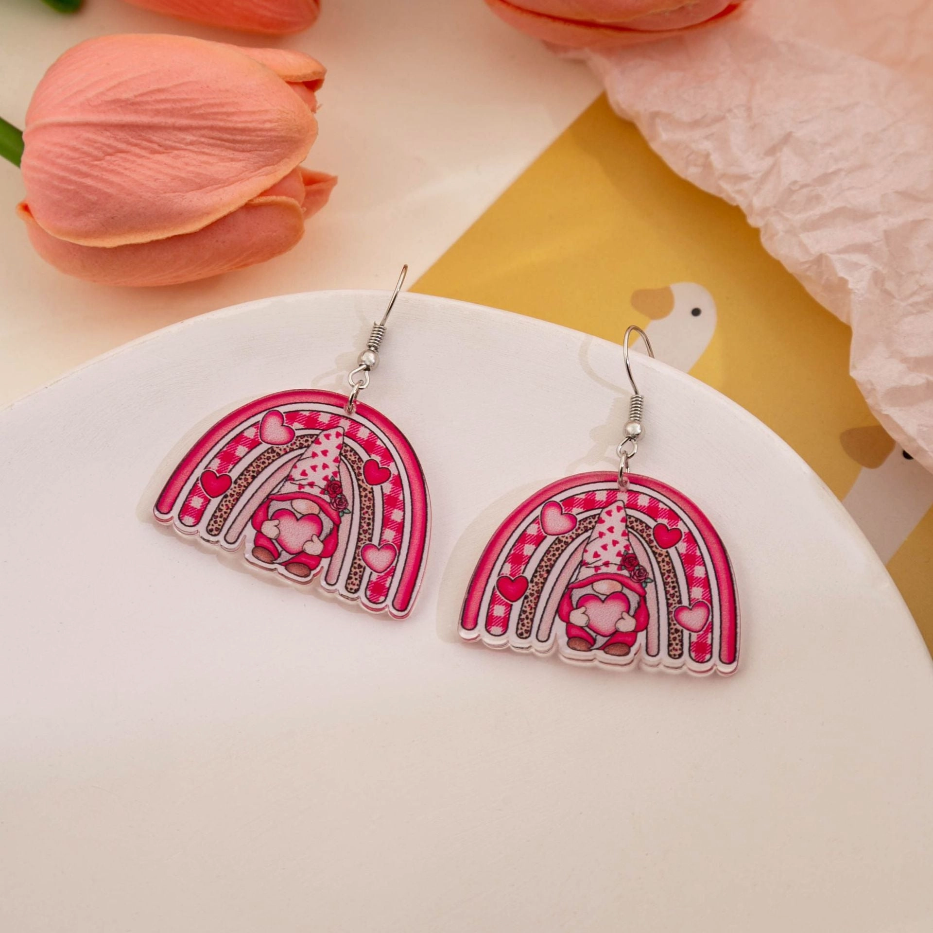 Wholesale Valentine's Day Love Gnome Flamingo LOVE Acrylic Earrings