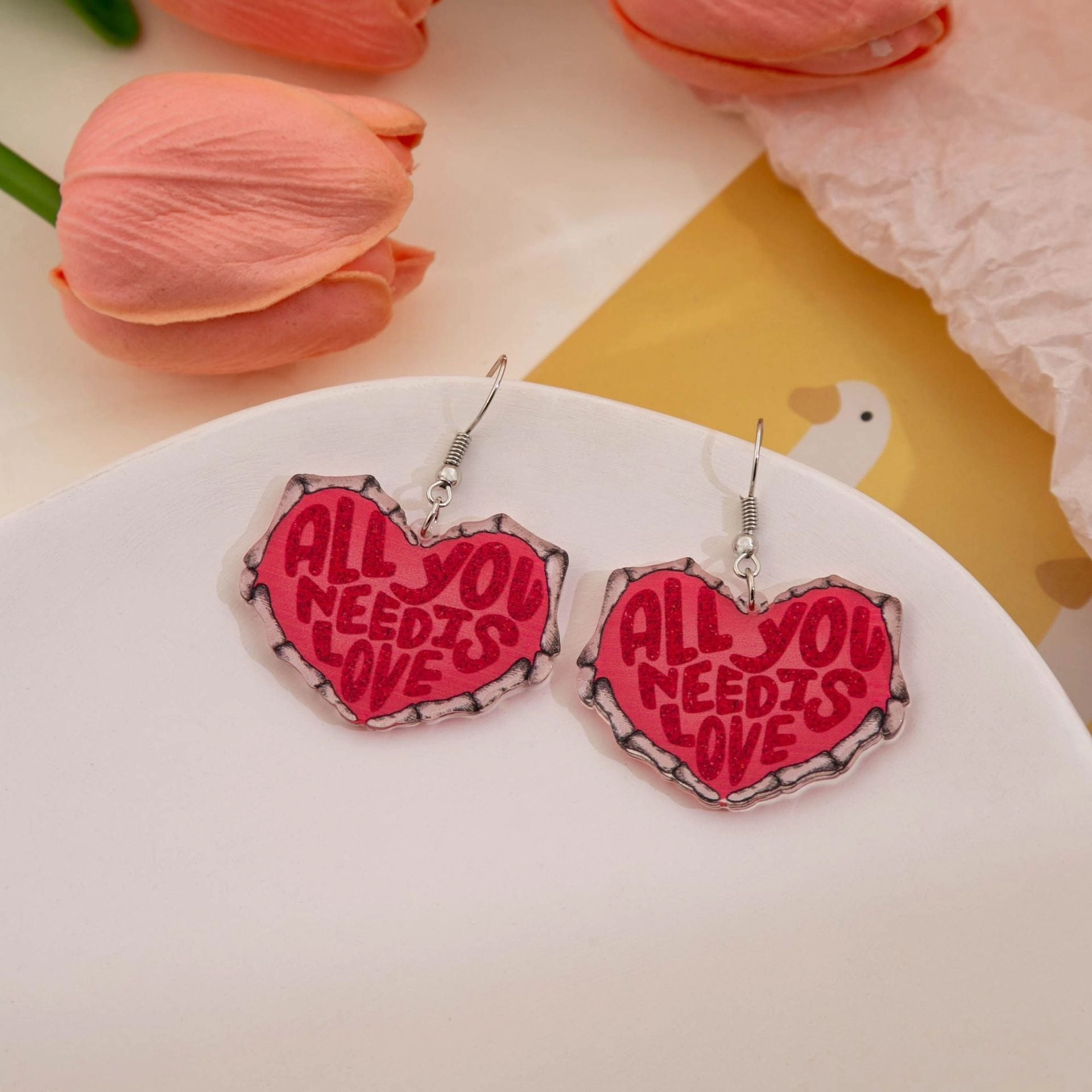 Wholesale Valentine's Day Love Gnome Flamingo LOVE Acrylic Earrings