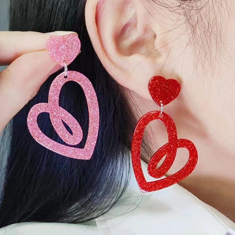 Wholesale Valentine's Day Love Hollow Earrings