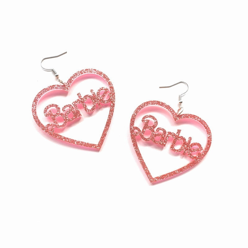 Wholesale Valentine's Day Love Hollow Pink Acrylic Earrings