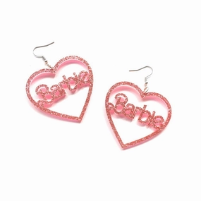 Wholesale Valentine's Day Love Hollow Pink Acrylic Earrings