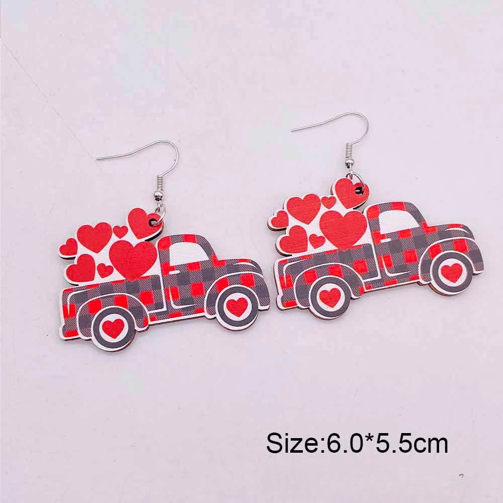 Wholesale Valentine's Day Love Hot Air Balloon Dwarf Lips Wooden Earrings
