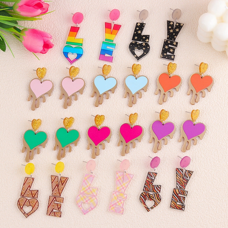 Wholesale Valentine's Day LOVE Letter Acrylic Personality Simple Heart Earrings