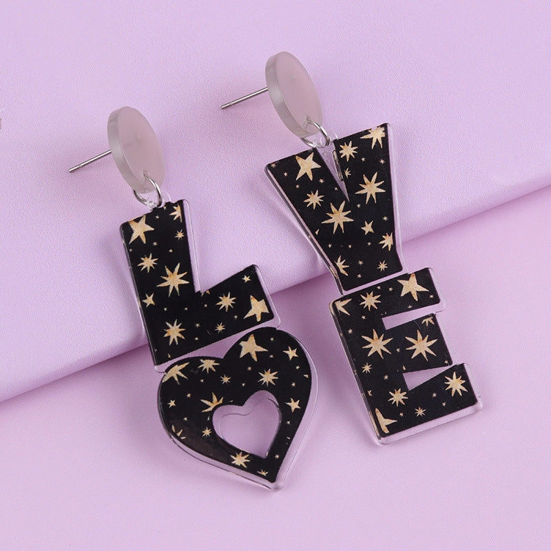Wholesale Valentine's Day LOVE Letter Acrylic Personality Simple Heart Earrings
