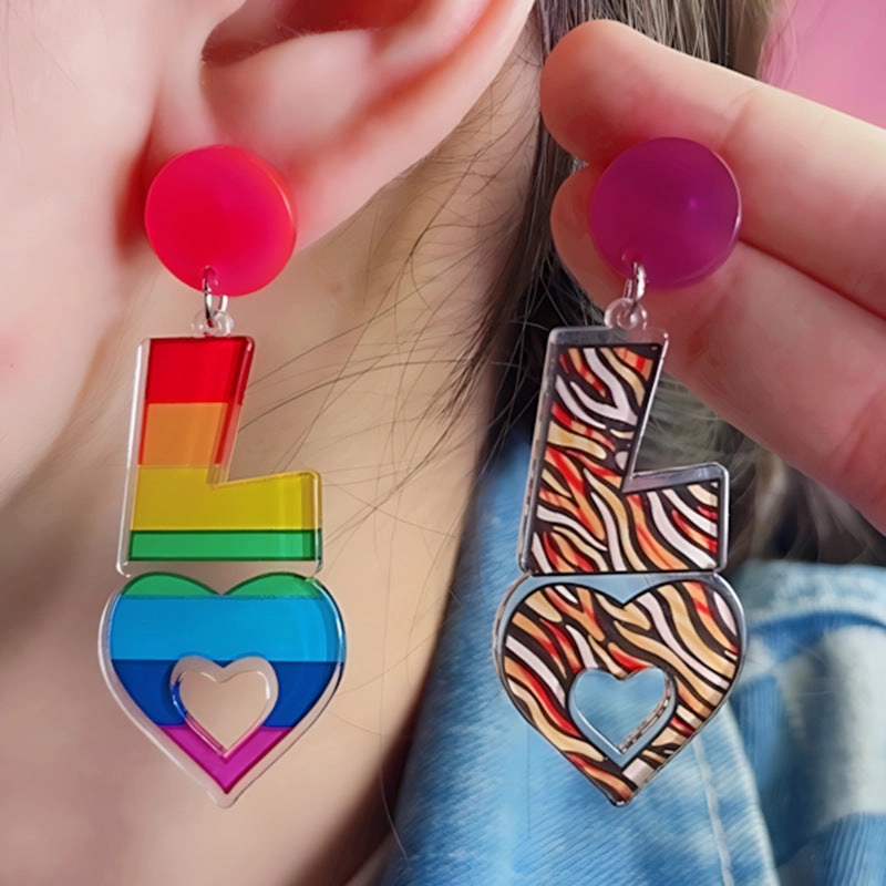 Wholesale Valentine's Day LOVE Letter Acrylic Personality Simple Heart Earrings
