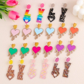 Wholesale Valentine's Day LOVE Letter Acrylic Personality Simple Heart Earrings
