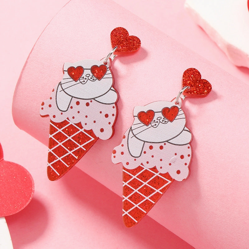 Wholesale Valentine's Day Love Plaid Automotive Acrylic Earrings