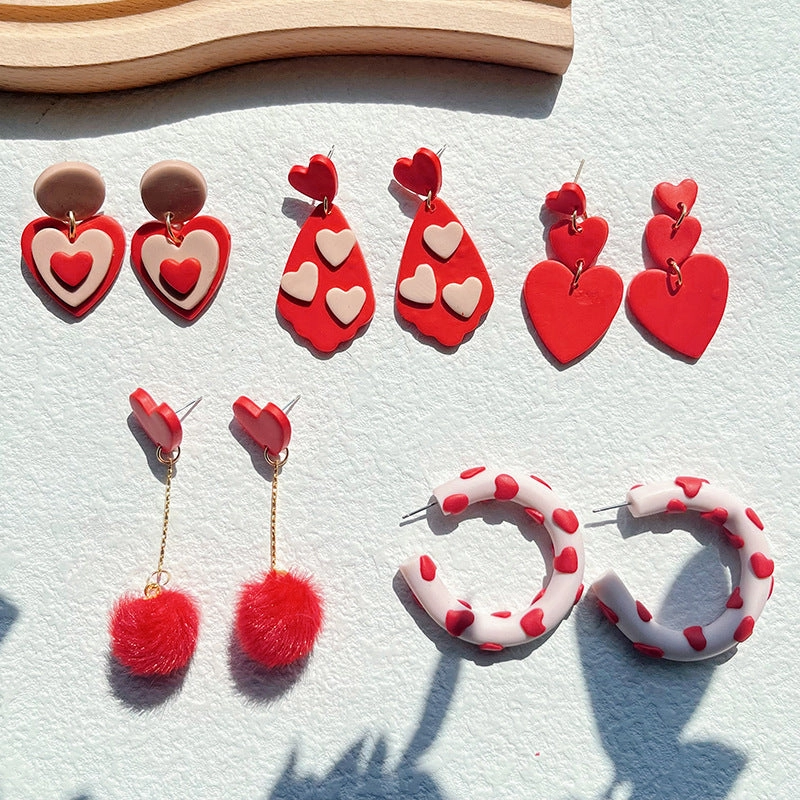 Wholesale Valentine's Day Love Pottery Earrings