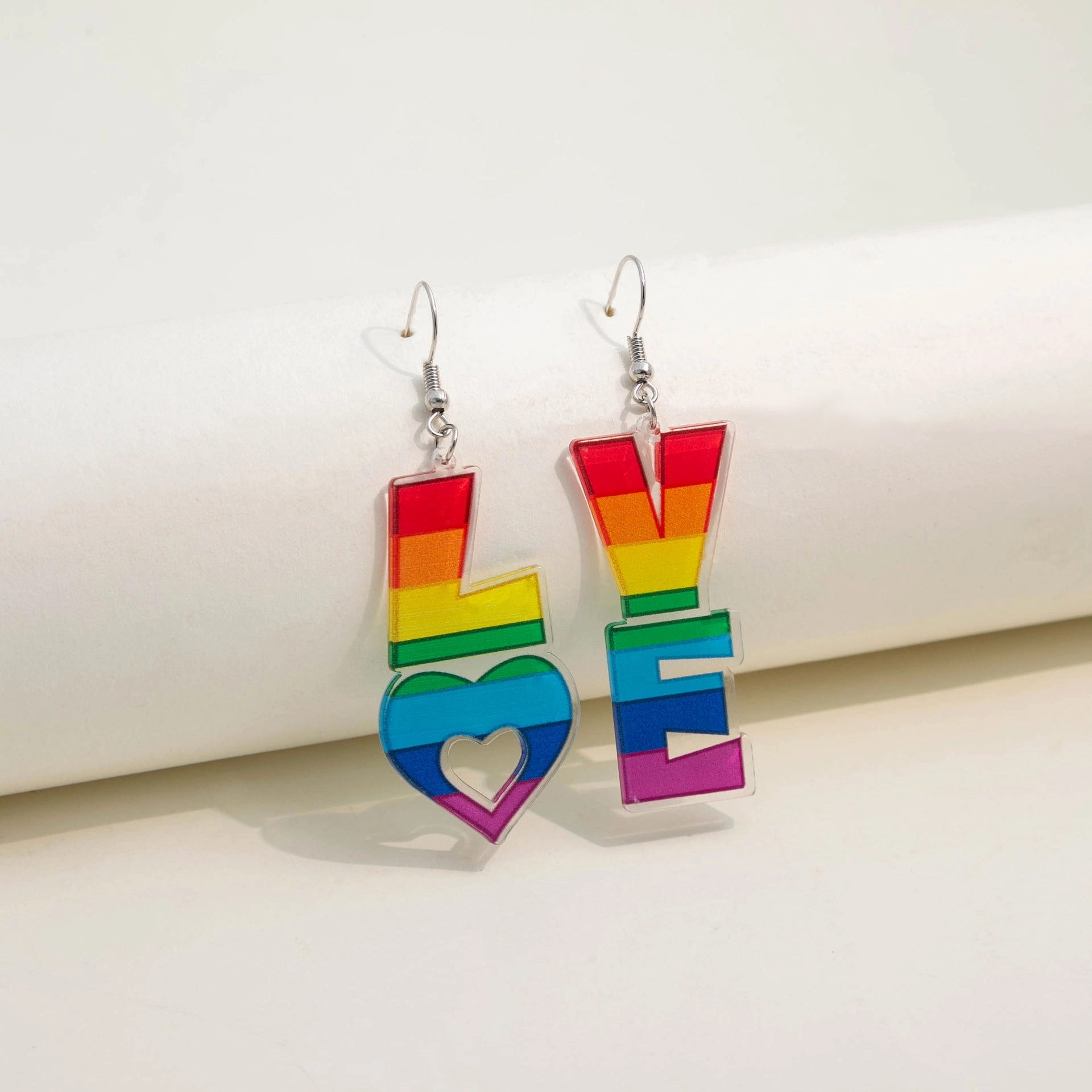 Wholesale Valentine's Day LOVE Rainbow Acrylic Earrings
