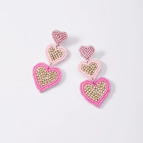 Wholesale Valentine's Day Love Rice Beads Braided Diamond Earrings