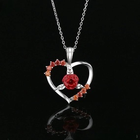 Wholesale Valentine's Day Love Rose Silver Necklaces