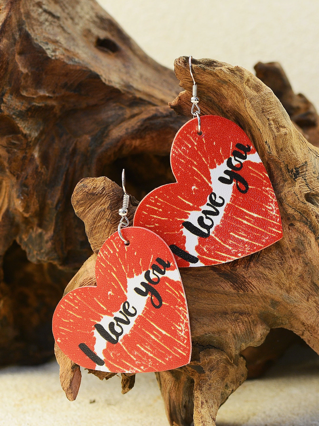 Wholesale Valentine's Day Love Shaped Leather Lips Kiss Earrings
