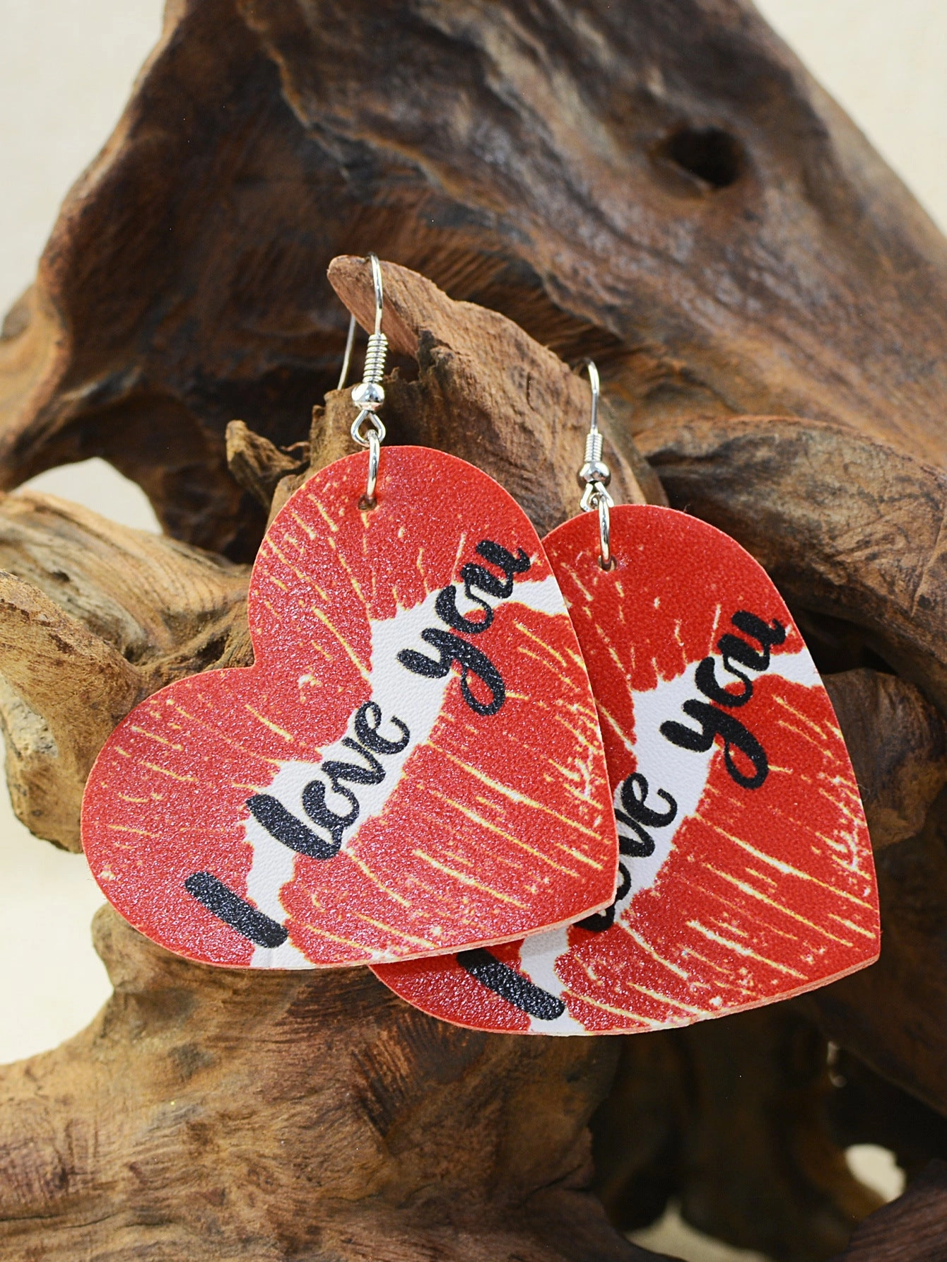 Wholesale Valentine's Day Love Shaped Leather Lips Kiss Earrings