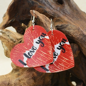 Wholesale Valentine's Day Love Shaped Leather Lips Kiss Earrings