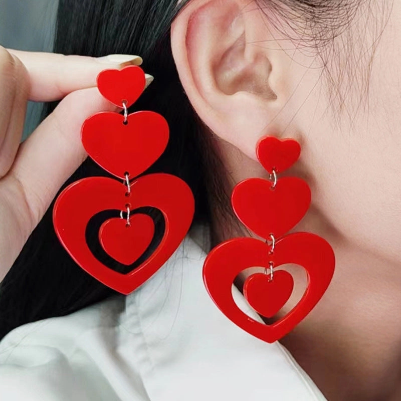 Wholesale Valentine's Day Love Splicing Acrylic Earrings