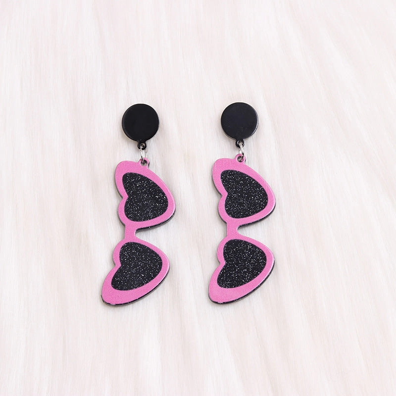 Wholesale Valentine's Day Love Sunglasses Autumn/Winter Simple Personalized Acrylic Set Earrings