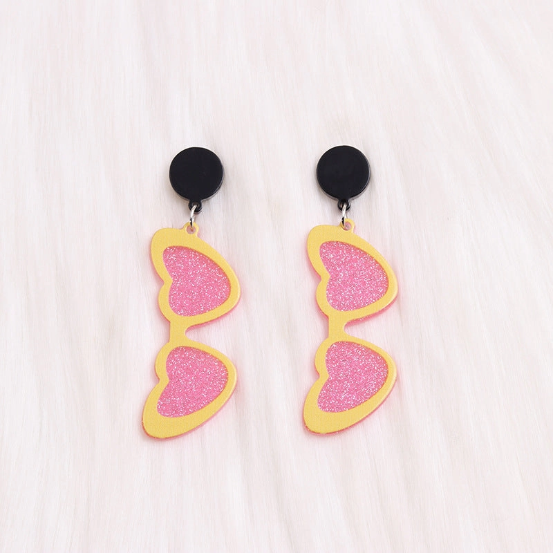 Wholesale Valentine's Day Love Sunglasses Autumn/Winter Simple Personalized Acrylic Set Earrings