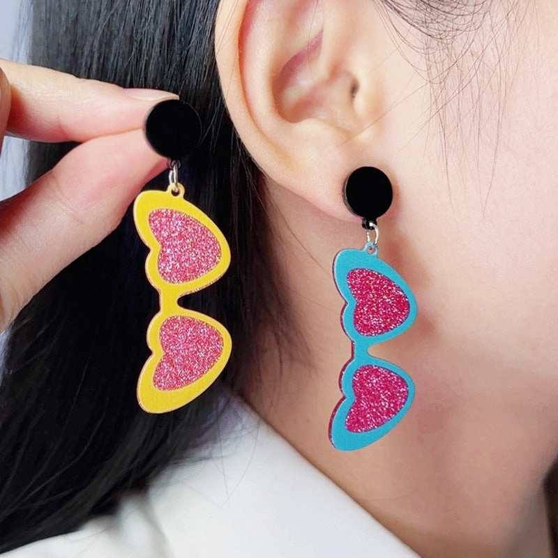 Wholesale Valentine's Day love sunglasses women's earrings autumn and winter earrings simple personality acrylic suit earrings