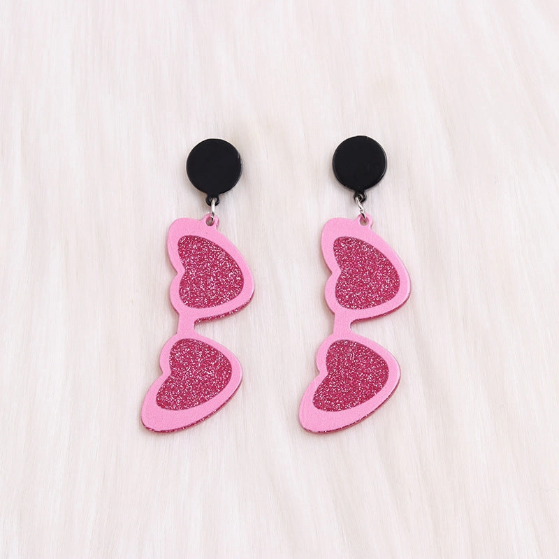 Wholesale Valentine's Day love sunglasses women's earrings autumn and winter earrings simple personality acrylic suit earrings
