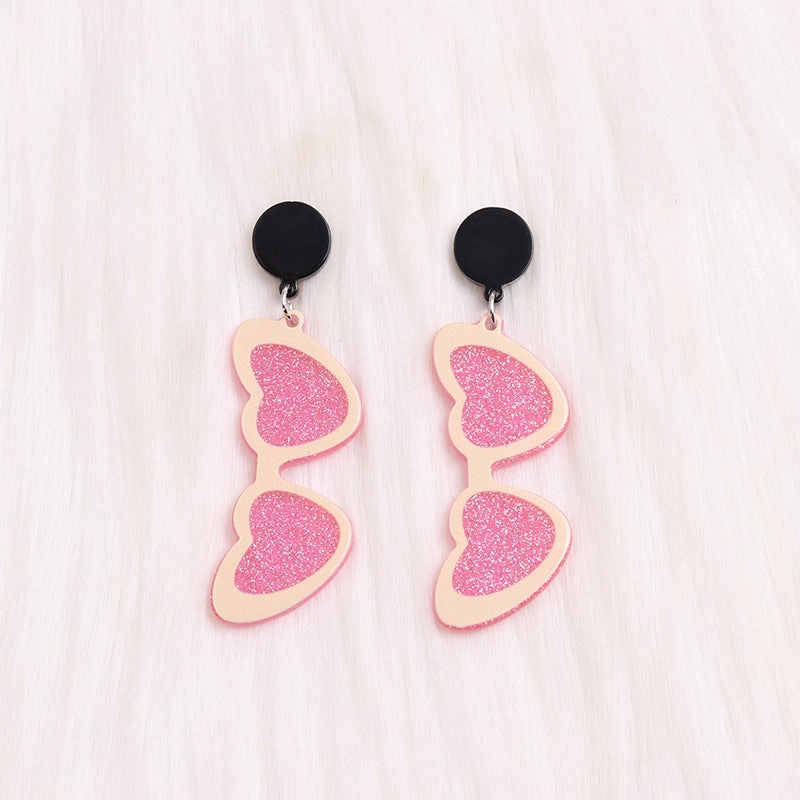 Wholesale Valentine's Day love sunglasses women's earrings autumn and winter earrings simple personality acrylic suit earrings