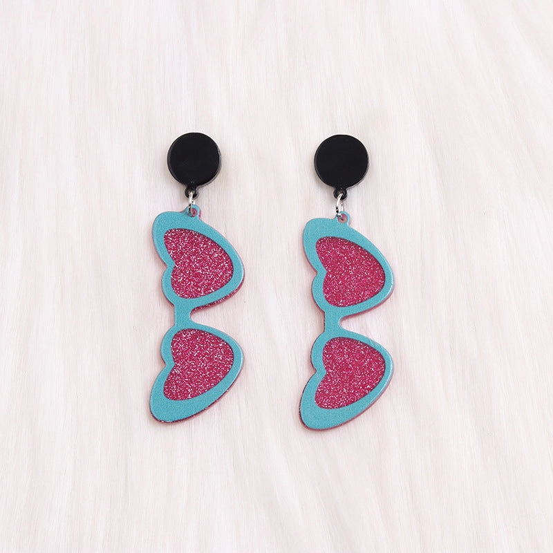 Wholesale Valentine's Day love sunglasses women's earrings autumn and winter earrings simple personality acrylic suit earrings