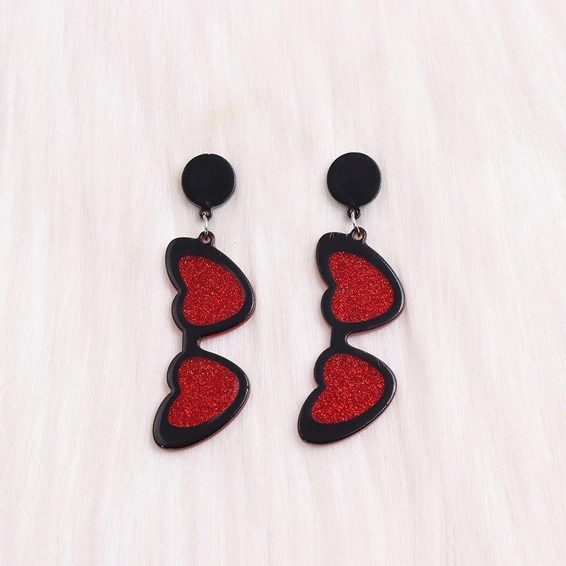 Wholesale Valentine's Day love sunglasses women's earrings autumn and winter earrings simple personality acrylic suit earrings
