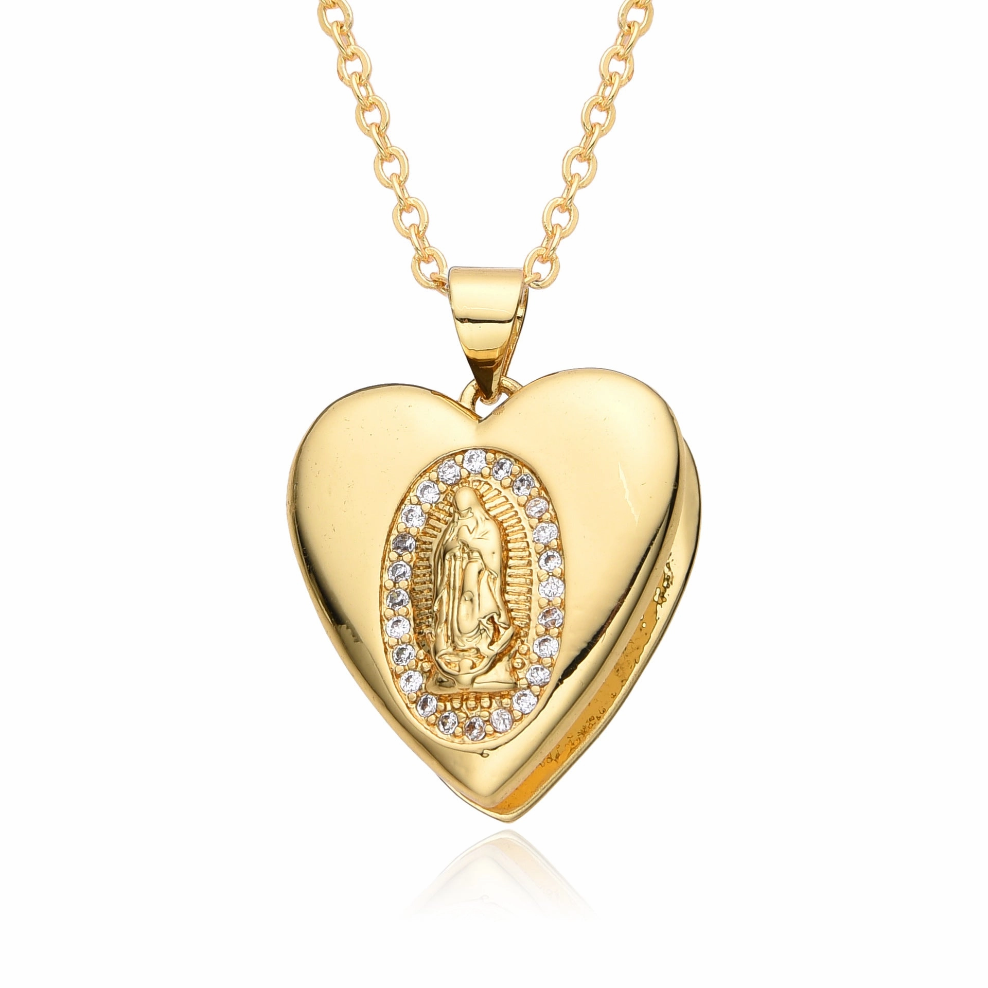 Wholesale Valentine's Day Love Virgin Mary Copper Plated Real Gold Necklace