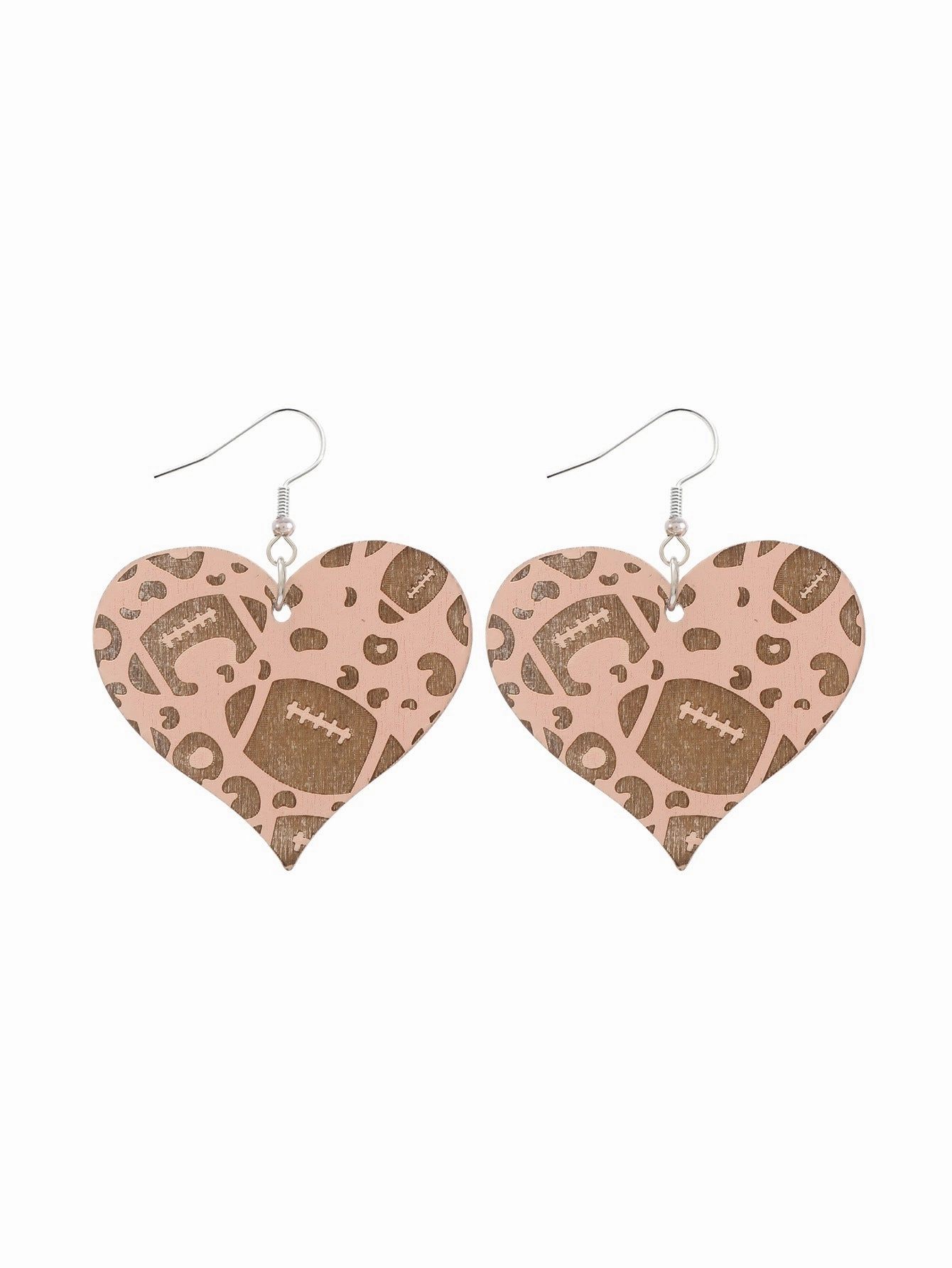 Wholesale Valentine's Day Love Wood Chips Football Baseball Wooden Earrings
