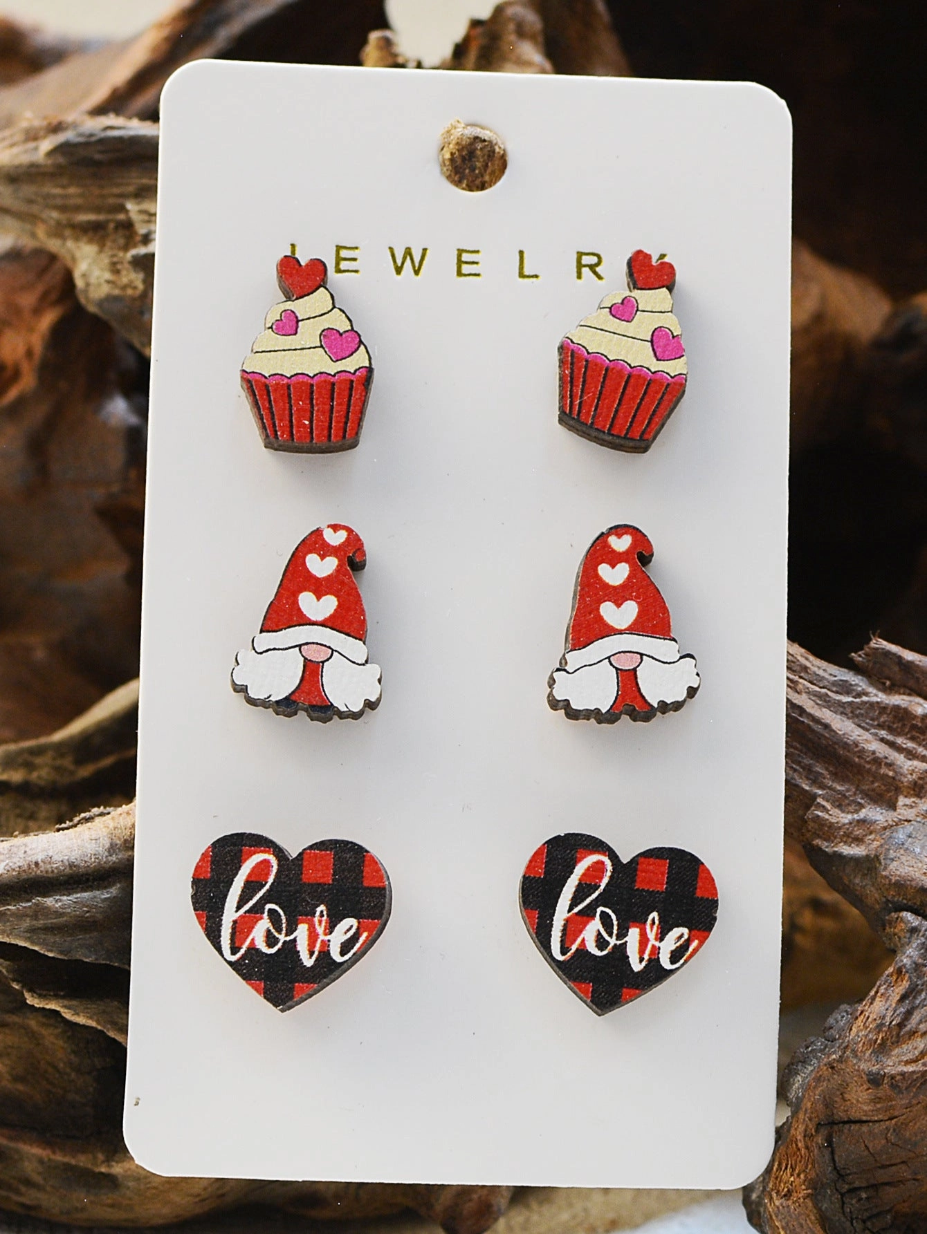 Wholesale Valentine's Day Love XOXO Coffee Cup Wooden Earrings Set