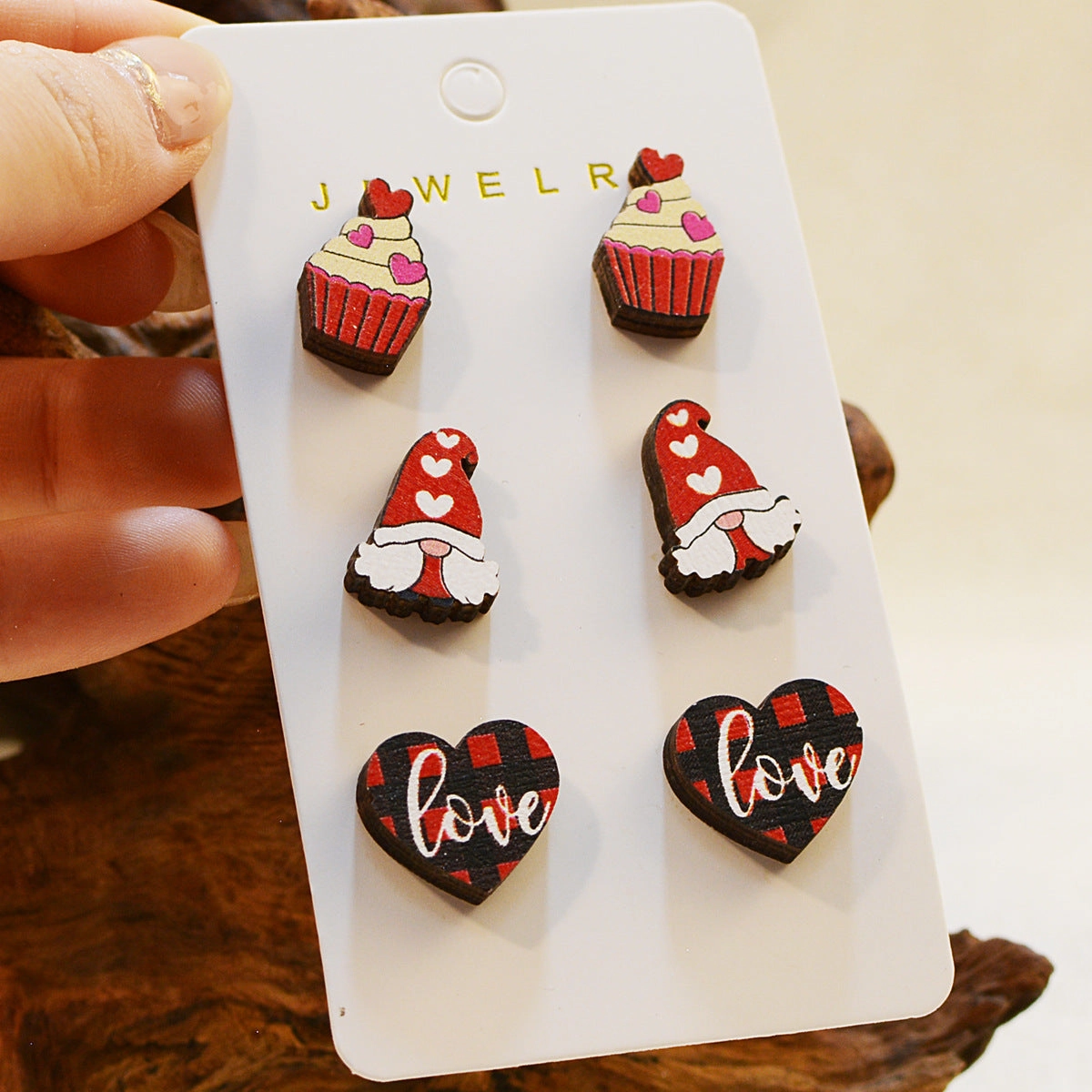 Wholesale Valentine's Day Love XOXO Coffee Cup Wooden Earrings Set