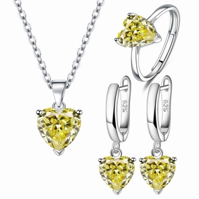 Wholesale Valentine's Day Love Zircon Necklace Earrings Ring Set