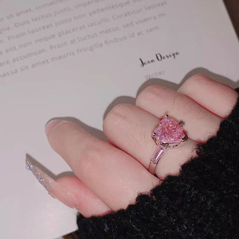 Wholesale Valentine's Day Pink Diamond Peach Heart Rings